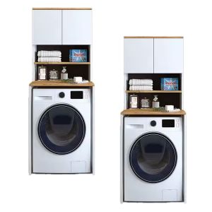2x Washing machine cabinet Divit WS1 washer cabinets with doors in white oak 65cm x 60cm x 184cm
