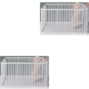 Set 2x Puppy run metal Divit PL17 animal playpen outdoor enclosure 95 x 48 x 68cm white NEW