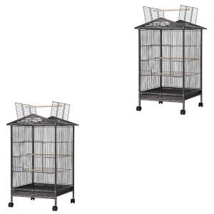 Set 2x Bird cage with wheels Divit PL9 aviary with dirt tray 45 x 45 x 97 cm black NEW