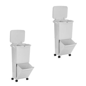 Set 2x Waste separation system with 3 compartments MS1 Divit waste bin 55 liters white