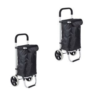 Set 2x Folding shopping trolley ET1 Divit shopping basket shopping cart 50 liters black