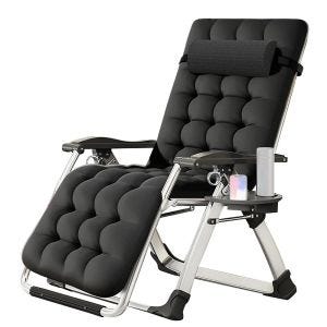 Sunbed with cushion Divit SR11 Sun lounger folding garden chair black