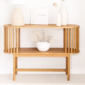 Console table bamboo Divit SR90 chest of drawers console with 2 shelves DPL1