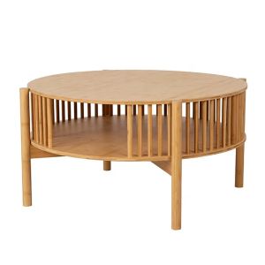 Coffee table round bamboo Divit SR92 side table living room with shelf
