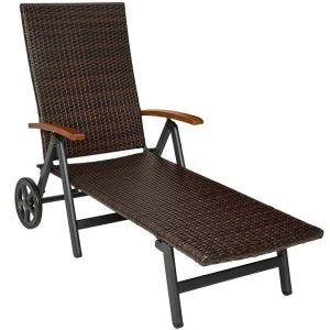 Folding garden lounger Divit RB71 sun lounger on wheels aluminum polyrattan adjustable black