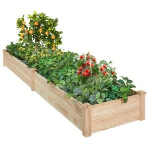 Raised bed planter made of wood 239 x 62 x 25 cm Easy to assemble BF38
