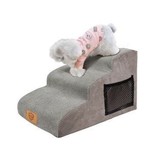 Dog steps HT25 up to 20kg pet ladder dog steps fabric grey