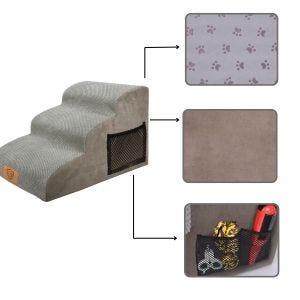 Dog steps HT25 up to 20kg pet ladder dog steps fabric grey DPL1