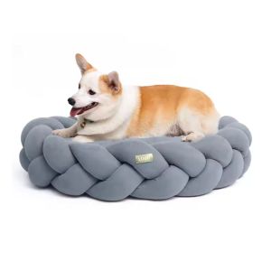Dog bed braided HB2 pet cushion washable round