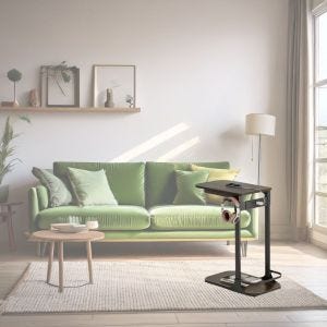 Modern side table BT25 with USB port C-shaped bedside table DPL1
