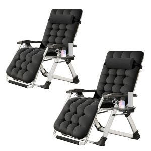 2x Folding garden chair Divit SR11 deck chair sun lounger metal black