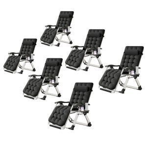 Set of 6 folding garden chairs Divit SR11 deck chairs sun loungers with metal cushion black