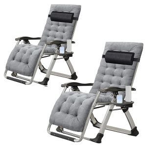 2x Garden chair folding Divit SR11 deck chair sun lounger metal gray