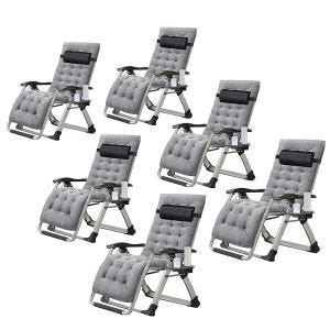 6er-Set Garden chair folding Divit SR11 deck chair sun lounger metal gray