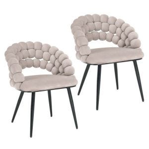 Dining room chairs set of 2 Divit SR74 armchairs armchairs velvet wooden legs beige