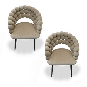 Dining room chairs set of 2 Divit SR74 armchairs armchairs velvet wooden legs beige