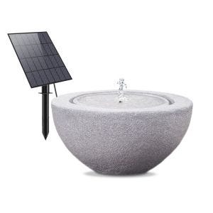 Solar fountain garden resin stone bowl Ø 26 cm Divit RI58 grey