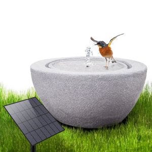 Solar fountain garden resin stone bowl Ø 26 cm Divit RI58 grey DPLI1