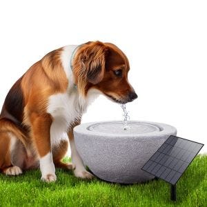 Solar fountain garden resin stone bowl Ø 26 cm Divit RI58 grey DPLI2