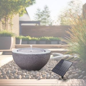 Solar fountain garden resin stone bowl Ø 26 cm Divit RI58 grey DPLI2
