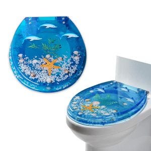 Toilet seat Divit RI81 toilet lid synthetic resin blue ocean design dolphin