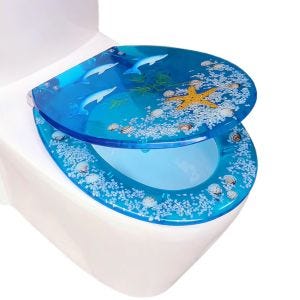 Toilet seat Divit RI81 toilet lid synthetic resin blue ocean design dolphin DPL1