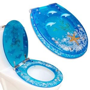 Toilet seat Divit RI81 toilet lid synthetic resin blue ocean design dolphin DPL3