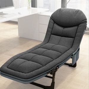 Folding deck chair Divit GI20 garden lounger sun lounger padded 200 x 64 x 30 cm black DPL2