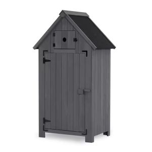 Garden cabinet weatherproof Divit IG10 tool shed wood 65 x 46 x 137 cm grey