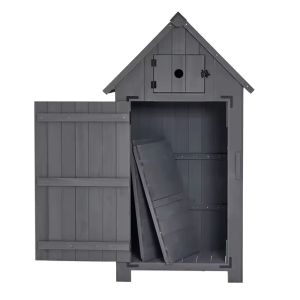 Garden cabinet weatherproof Divit IG10 tool shed wood 65 x 46 x 137 cm grey DPL1