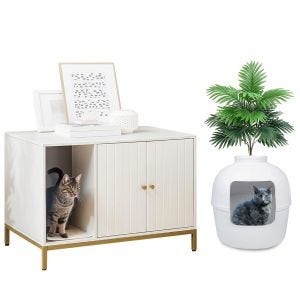 Set Feandrea litter box cabinet + litter box with artificial plant Divit HK3 litter box with scratching mat and cat toilet
