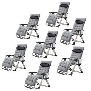 7er-Set Garden chair folding Divit SR11 deck chair sun lounger metal gray
