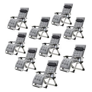 9er-Set Garden chair folding Divit SR11 deck chair sun lounger metal gray
