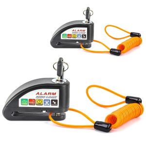 2x Alarm Brake Disc Lock + Reminder cable Theft Protection motorbike 110dB black Discount Set