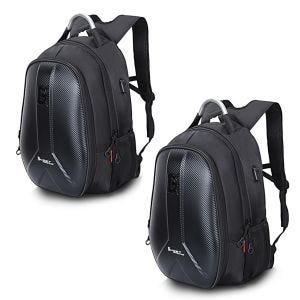 2x Motorcycle Hardshell Backpack Bagtecs Carbon II with USB-interface 37Ltr black Discount Set