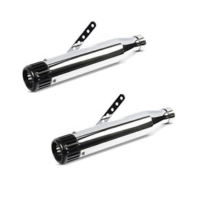 2x Craftride Exhaust Muffler Straight Motorbike Rear Silencer Slip-On Caferacer chrome Discount Set