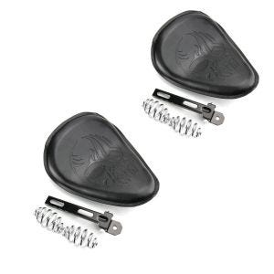 2x Motorbike Bobber Swing Saddle Craftride Skull with Springs for Custombikes in Black BR19 Discount Set