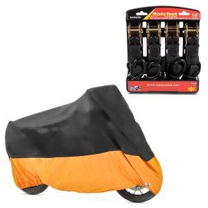 Set: Straps Set with ratchet and hooks incl 4x load loops in + Cover XXXL Outdoor tarpaulin in -orange