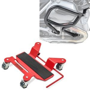 Set: Engine Guard compatible with BMW R 1200 GS 13-18 L2 Crash Bar + Centre Stand Mover Dolly red