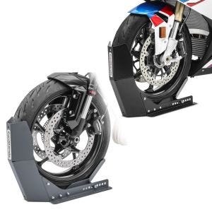 Set: Wheel Chock Easy-Fix Front Stand up to 21 Inch + Wheel Chock Easy-Fix Front Stand up to 21 Inch grey