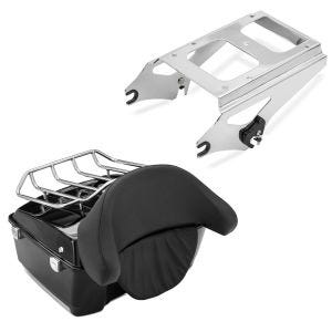 Set: Topcase Harley Davidson 97-13 Large mit Rack schwarz + Gepäckträger TP für Harley Touring Modelle 09-13_1