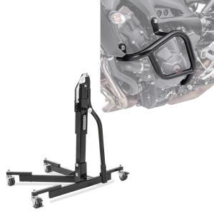 Set: Power Evo Central Stand Paddock Lift without adapter plate + Crash Bar compatible with Yamaha MT-09/Tracer/XSR 900 13-20