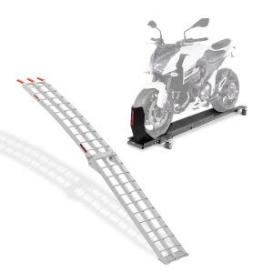 Set: Dolly Mover with Wheel Chock Smart-Mover max 450 kg grey + Aluminium Loading Ramp Alu II up 340 kg foldable for ATV
