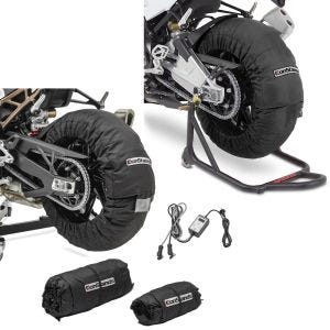 Set: Tyre Warmers Set Snaefell 30-99°C digital for front and rear wheel + Tyre Warmers Set 60-80-95 °C for front and rear wheel 17 Inch 