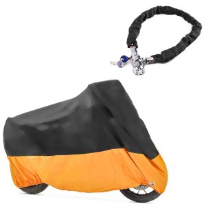 Set: Alarm Kettenschloss CA1, 1m-8mm + Abdeckplane XXXL Abdeckhaube in schwarz-orange_1