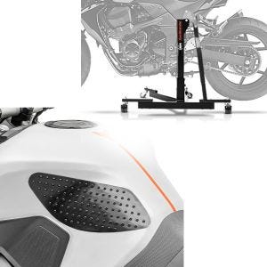 Set: Zentralständer Kawasaki Z 750 / R 07-12 Motorradheber Power-Evo + Tankpad seitlich Grip Pad M Seiten Tankpad Kniepad in schwarz_1