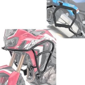 Set: Pannier Rack compatible with Honda Africa Twin CRF 1000 L 18-19 Bagtecs SLP for cases and saddlebags + Fairing Crash bar upper part XL compatible with Honda Africa Twin CRF 1000 L 16-19 engine guard