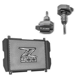 Set: Sturzpads für Kawasaki Z 900 17-21 Crashpads Motoguard RX4 schwarz + Kühlerabdeckung für Kawasaki Z 900 17-21 Kühlergrill Zaddox KG1_1