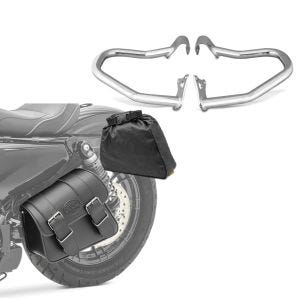 Set: Engine Guard compatible with Indian Scout/ Sixty/Bobber 15-23 Craftride chrome + Saddlebag compatible with Indian Scout / Bobber / Sixty Montana Craftride 8Ltr left in black
