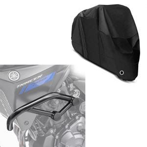 Set: Sturzbügel für Yamaha MT-07 Tracer 700 16-19 Motoguard Schutzbügel + Abdeckplane Yamaha MT-01  MT-03  MT-07 / Tracer  MT-10 Craftride XL in schwarz_1